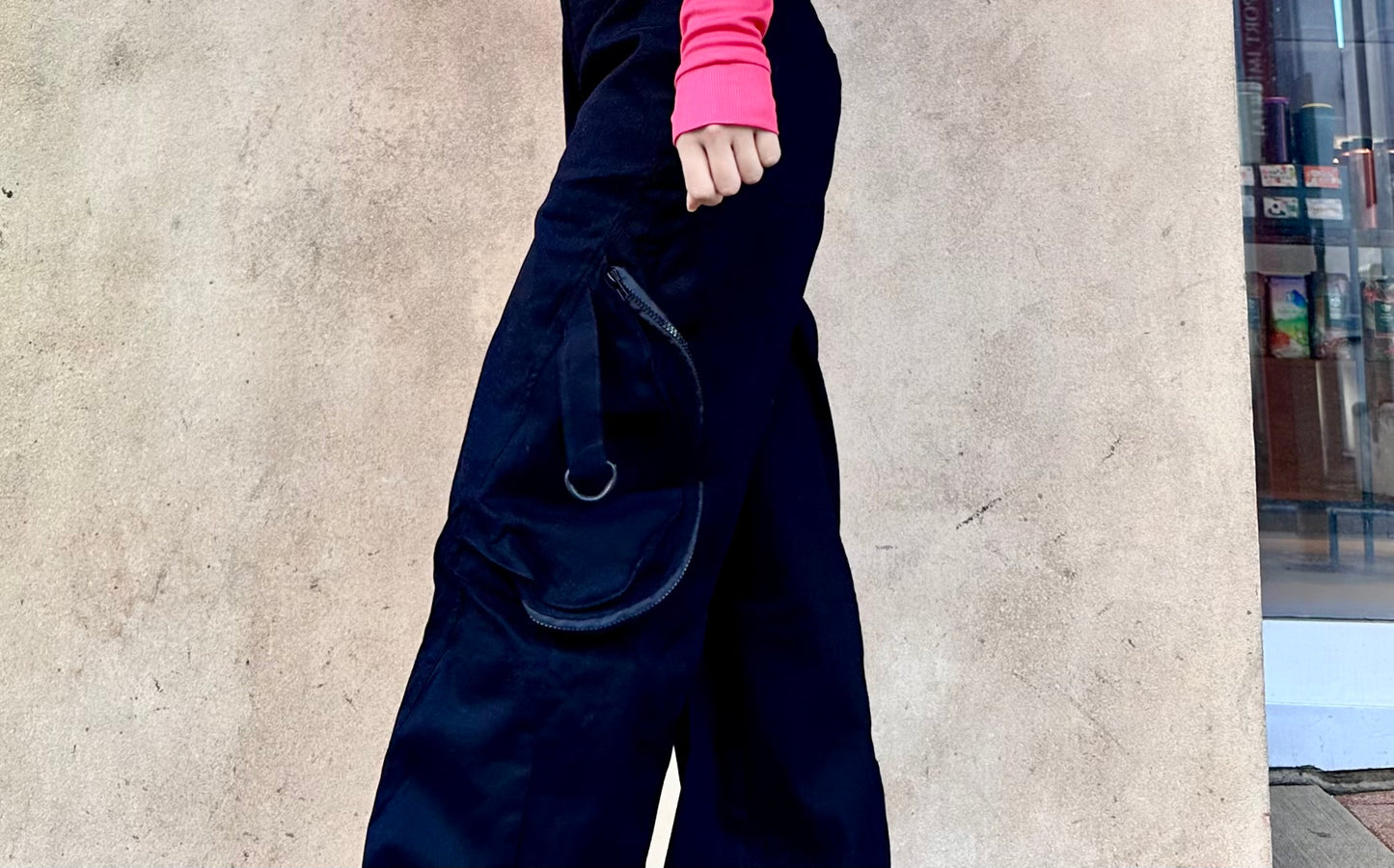 Black Women Cargo High Waist Pants