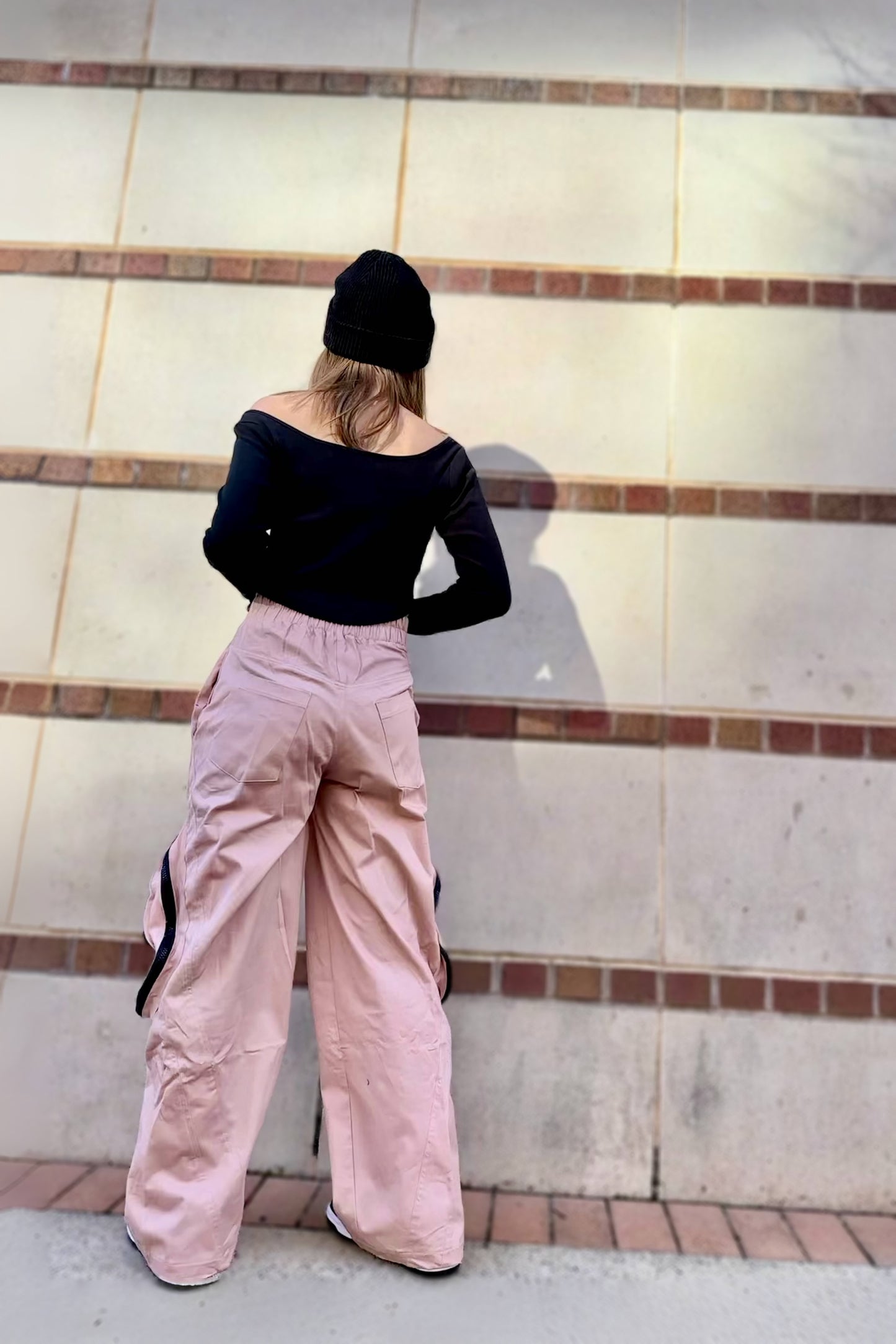 Soft Pink Women Cargo High Waist Pants